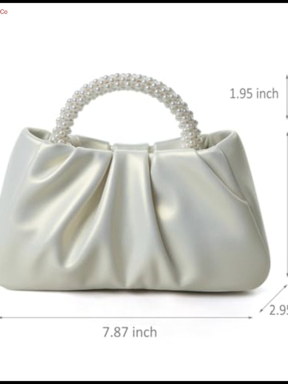 Pearl Clutch Evening Bag Wedding Party Purse with Pearl Handle - Picture 4 of 6